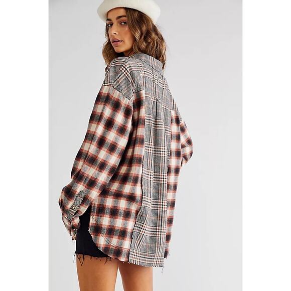 We The Free Tops - We The Free Wildfire Plaid Oversized Button up Top Sz Small Boho